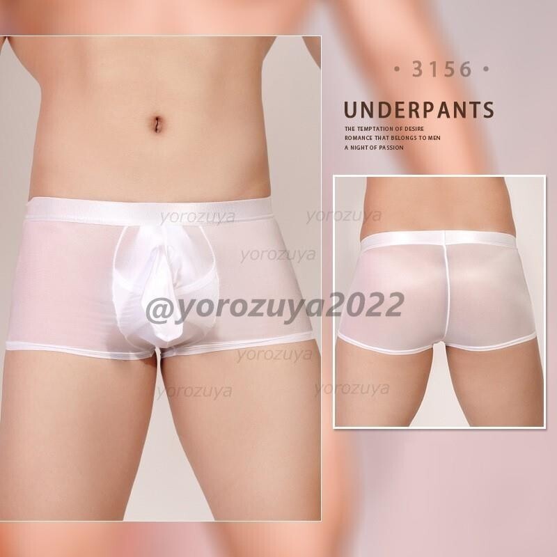 141-225-10 メンズ 光沢 艶々 勃起サオ付き ペニスエロボクサーパンツ 【ホワイトFサイズ】男性 下着 ショーツ ゲイ ブリーフ インナー.1拍卖