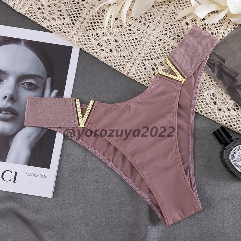 170-177-10 光沢&ハーフバックタイプ 超ゴージャス Vバックル【パープルXL】ランジェリー ショーツ レディース セクシー パンツ .2拍卖