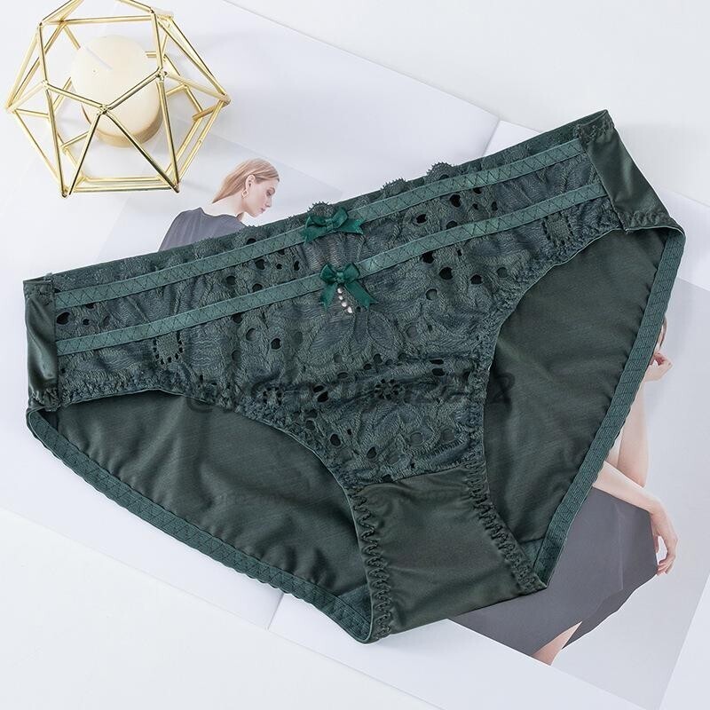 164-105-8 ツヤツヤ 光沢 かわいい リボン ショーツ【グリーンF】レディース 女性 下着 フルバック ランジェリー ブリーフ セクシー .1拍卖