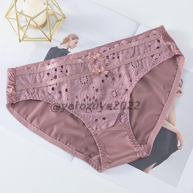 164-103-8 ツヤツヤ 光沢 かわいい リボン ショーツ【パープルF】レディース 女性 下着 フルバック ランジェリー ブリーフ セクシー .1拍卖