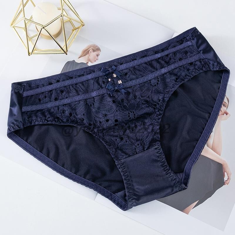 164-102-8 ツヤツヤ 光沢 かわいい リボン ショーツ【ブルーF】レディース 女性 下着 フルバック ランジェリー ブリーフ セクシー .1拍卖