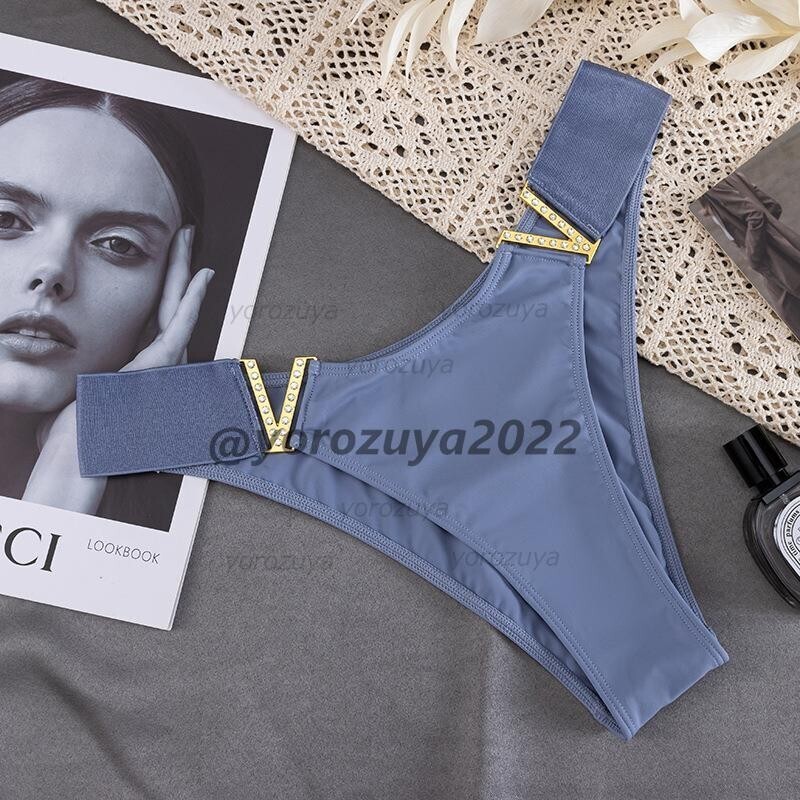 170-174-10 光沢&ハーフバックタイプ 超ゴージャス Vバックル【ブルーL】ランジェリー ショーツ レディース セクシー パンツ .1拍卖