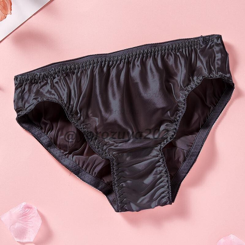 178-246-13 高級感 マルベリーシルク SILK 光沢 ショーツ【ブラックXLサイズ】レディース 女性 下着 新品 ショーツ パンツ ブリーフ .2拍卖