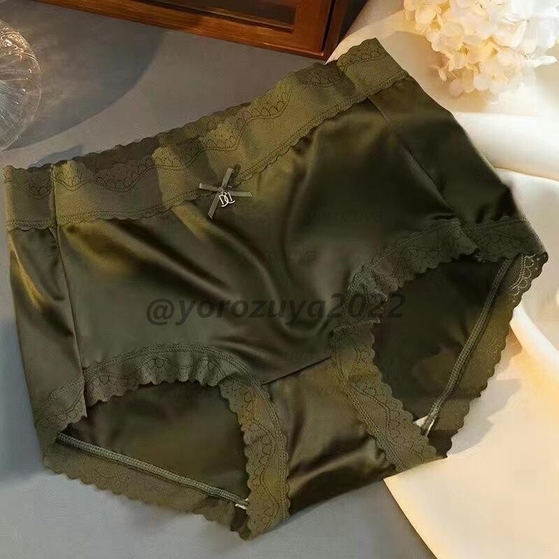 158-103-4 ツヤ感 ブリーフ シンプル ブリーフ アイスシルク【グリーンXL】レディース 女性 下着 セクシー ランジェリー ショーツ .1拍卖