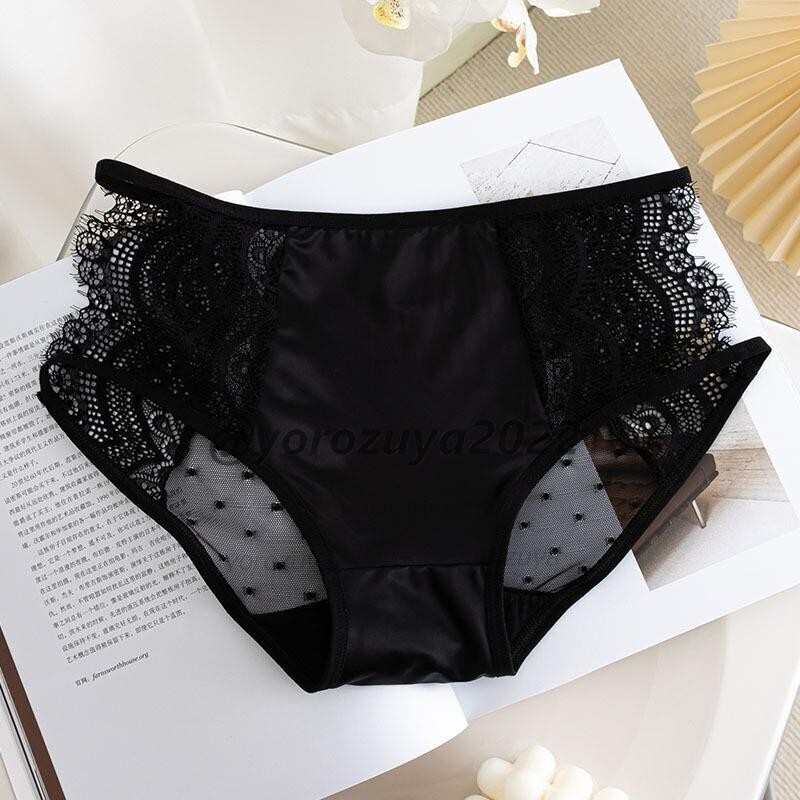 170-379-5 光沢 サテン シャイン ブリーフ セクシーショーツ【ブラックXLサイズ】レディース 女性 フルバック パンツ ランジェリー .1拍卖
