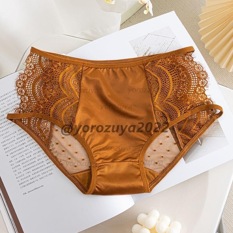 170-369-5 光沢 サテン シャイン ブリーフ セクシーショーツ【ブラウンXLサイズ】レディース 女性 フルバック パンツ ランジェリー .1拍卖