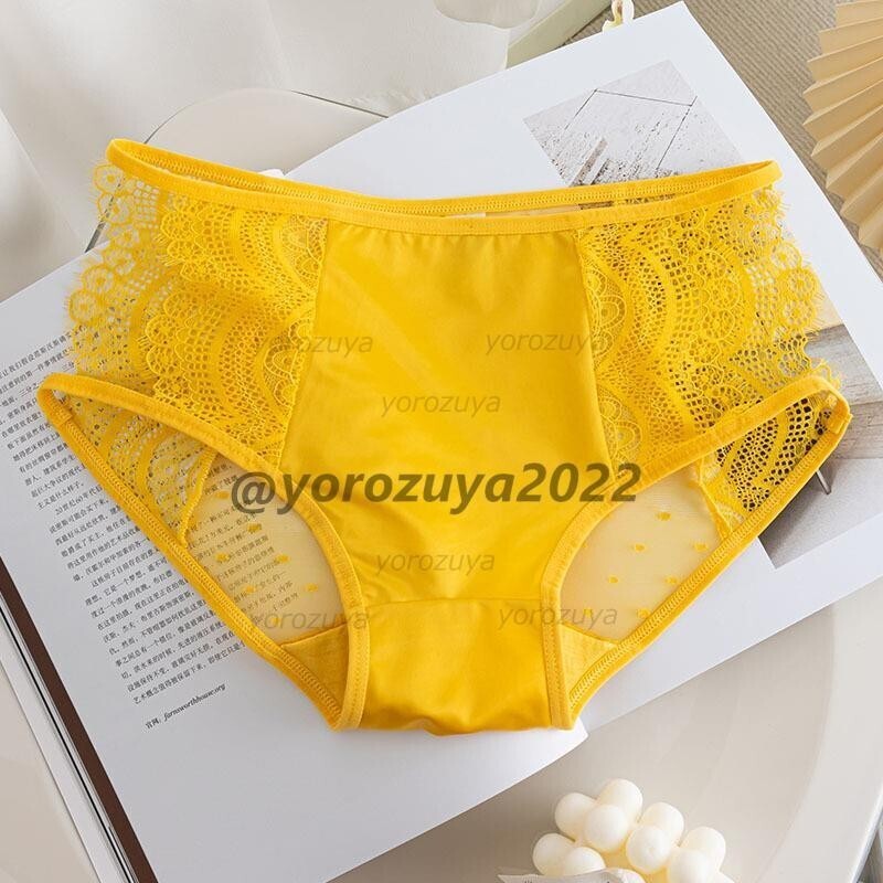 170-367-5 光沢 サテン シャイン ブリーフ セクシーショーツ【イエローXLサイズ】レディース 女性 フルバック パンツ ランジェリー .1拍卖