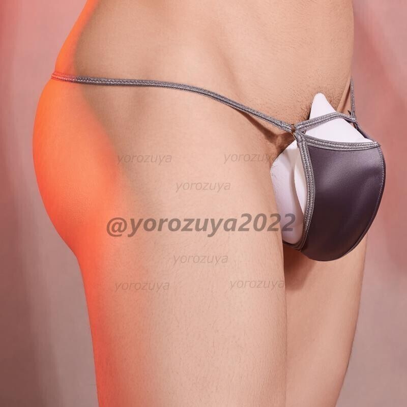 136-145-5 光沢ツヤツヤ 超過激 Tバック もっこりU凸 ショーツ【グレーFサイズ】男性 下着 ショーツ エロ ゲイ Gストリング パンツ .1拍卖