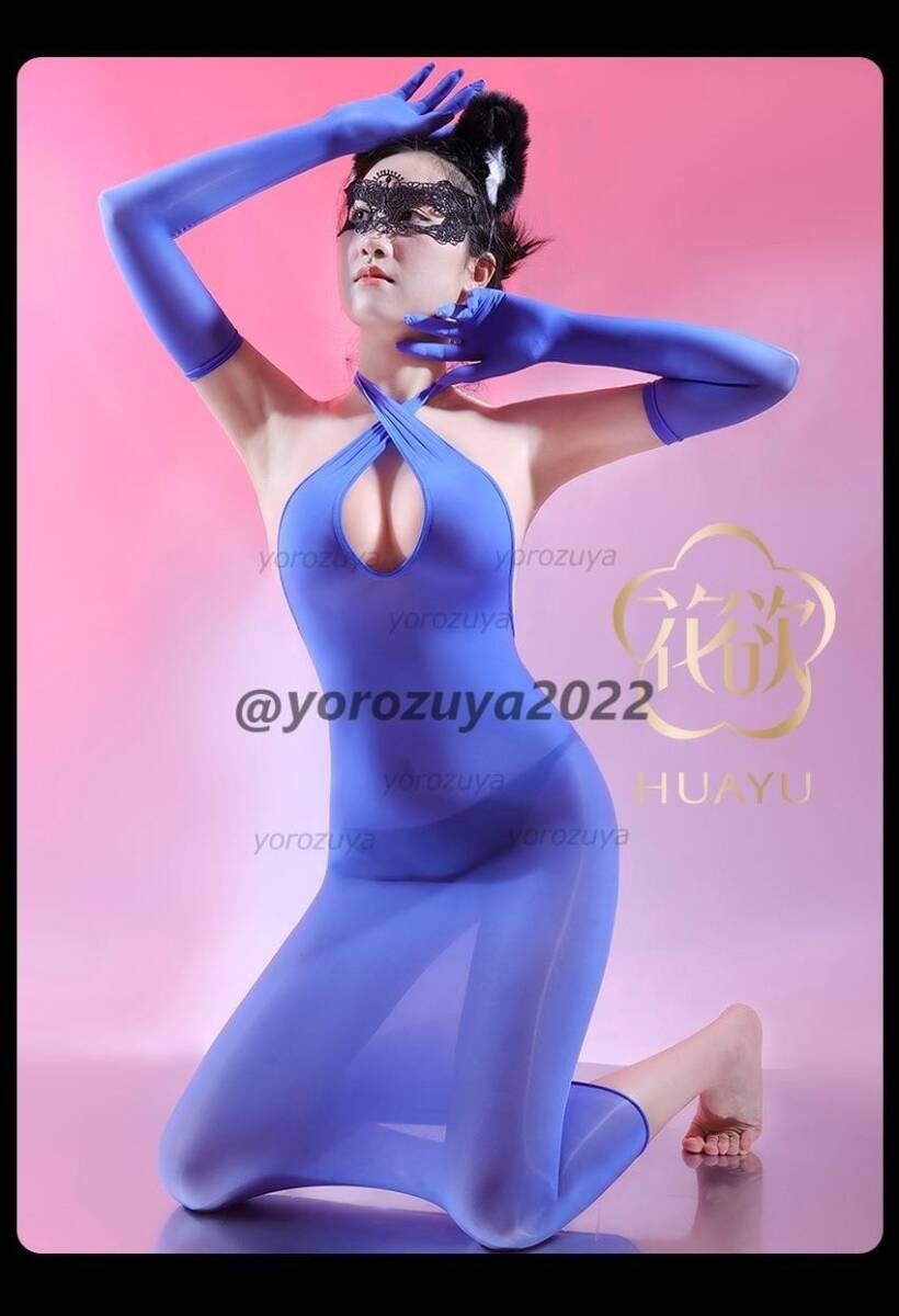 146-332-20 オイリー光沢 クロスネック ピタピタ タイトドレス【ブルーF】コスプレ セクシー 女装 仮装 ボディコン ランジェリー.2拍卖