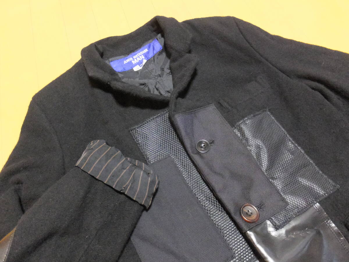 23-24年秋冬 ジュンヤワタナベ・マン パッチワーク切替 ウール縮絨 ジャケット 黒拍卖