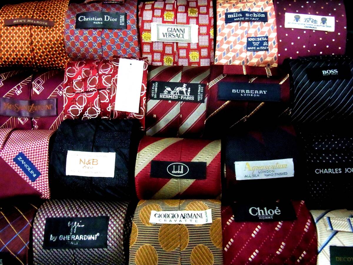 ブランド多数100本超セット新品含ネクタイ◆エルメス/クロエ/ヴィヴィアンウエストウッド/ヴェルサーチ/バーバリー/ディオール/BOSS他11拍卖