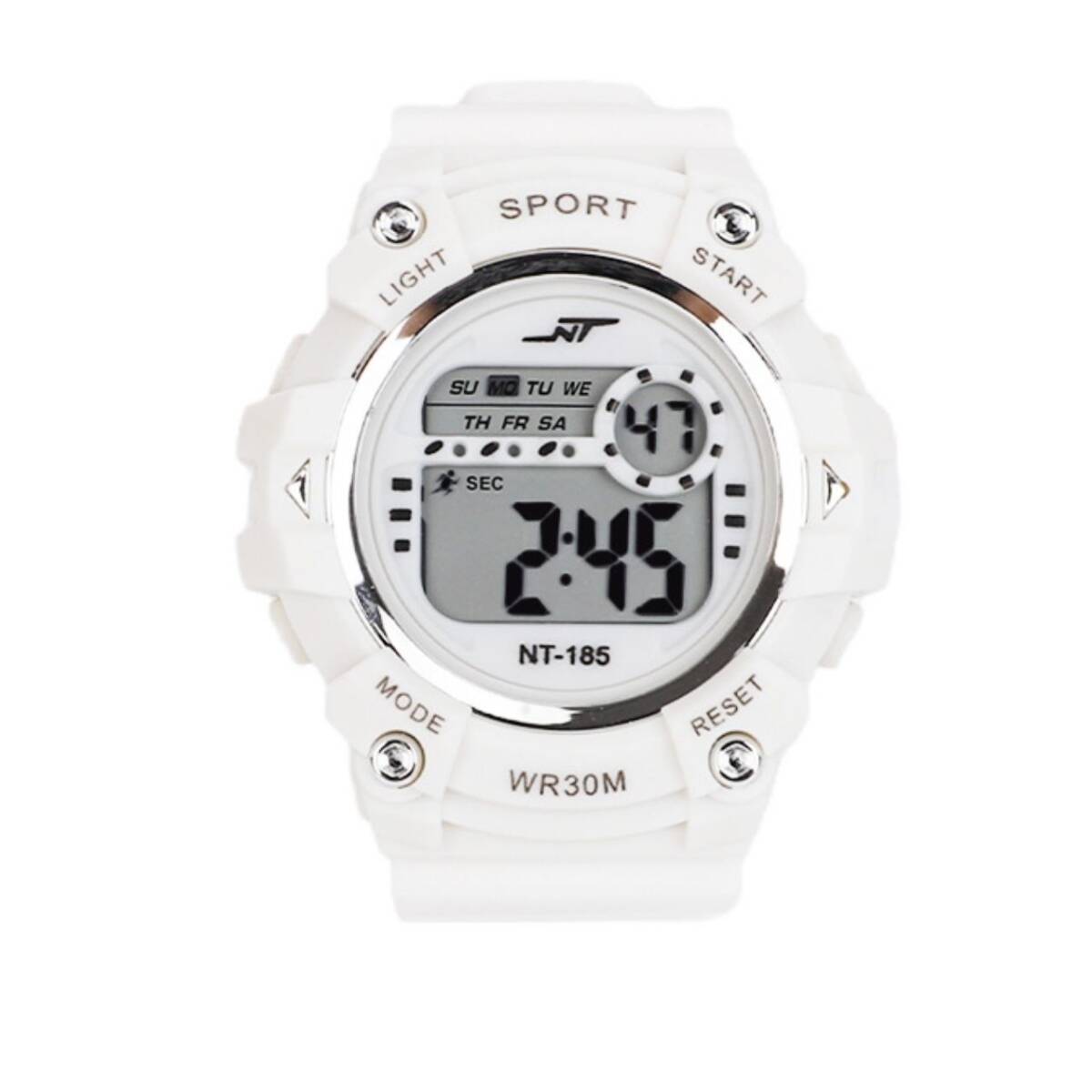 デジタル 腕時計 スポーツ レディース フチ有 アラーム メンズ ベルト 白 デジタル腕時計拍卖