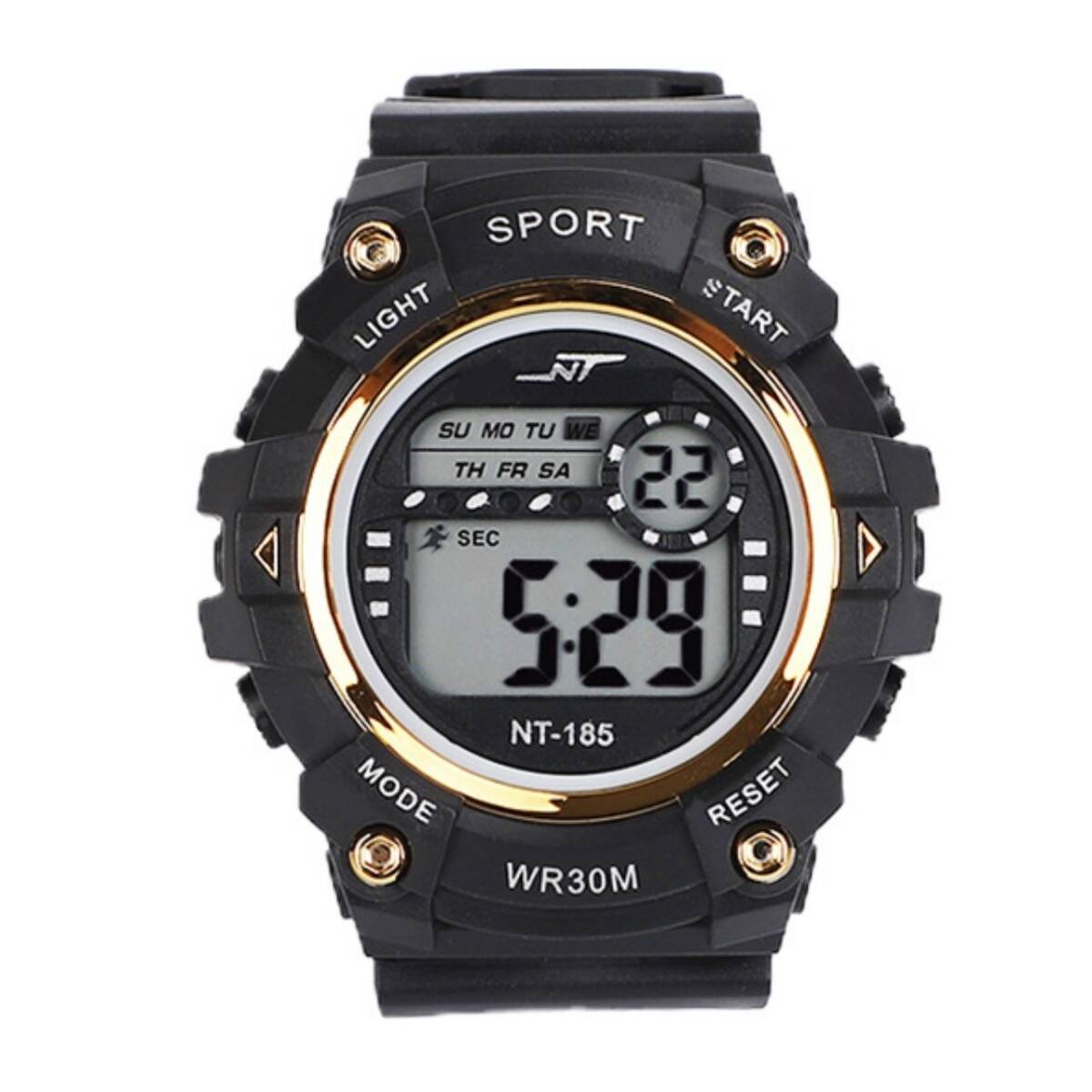 フチ有 腕時計 デジタル デジタル腕時計 メンズ レディース アラーム ベルト スポーツ 黒拍卖