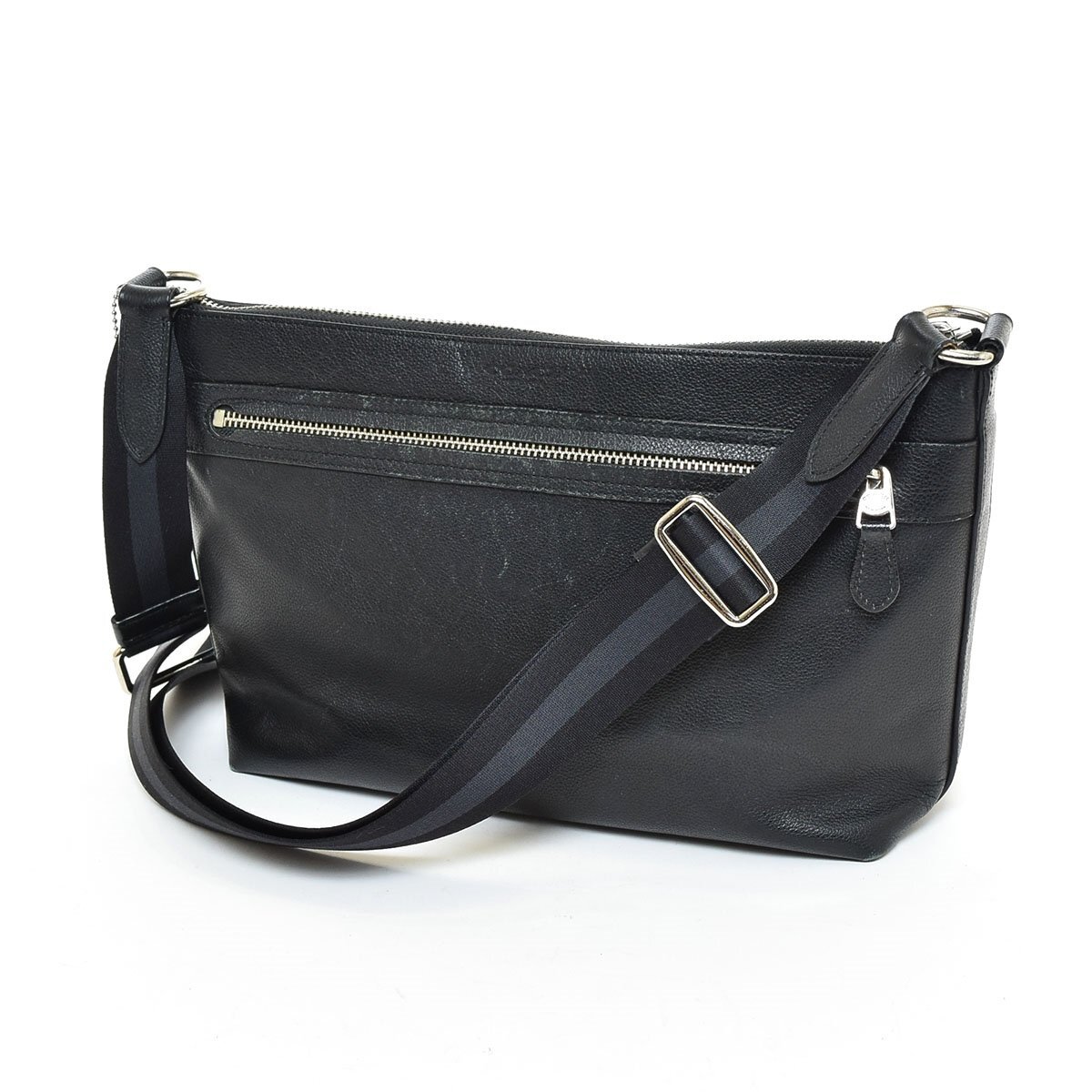 □568815 COACH コーチ ショルダーバッグ F54796 レザー メンズ ブラック拍卖