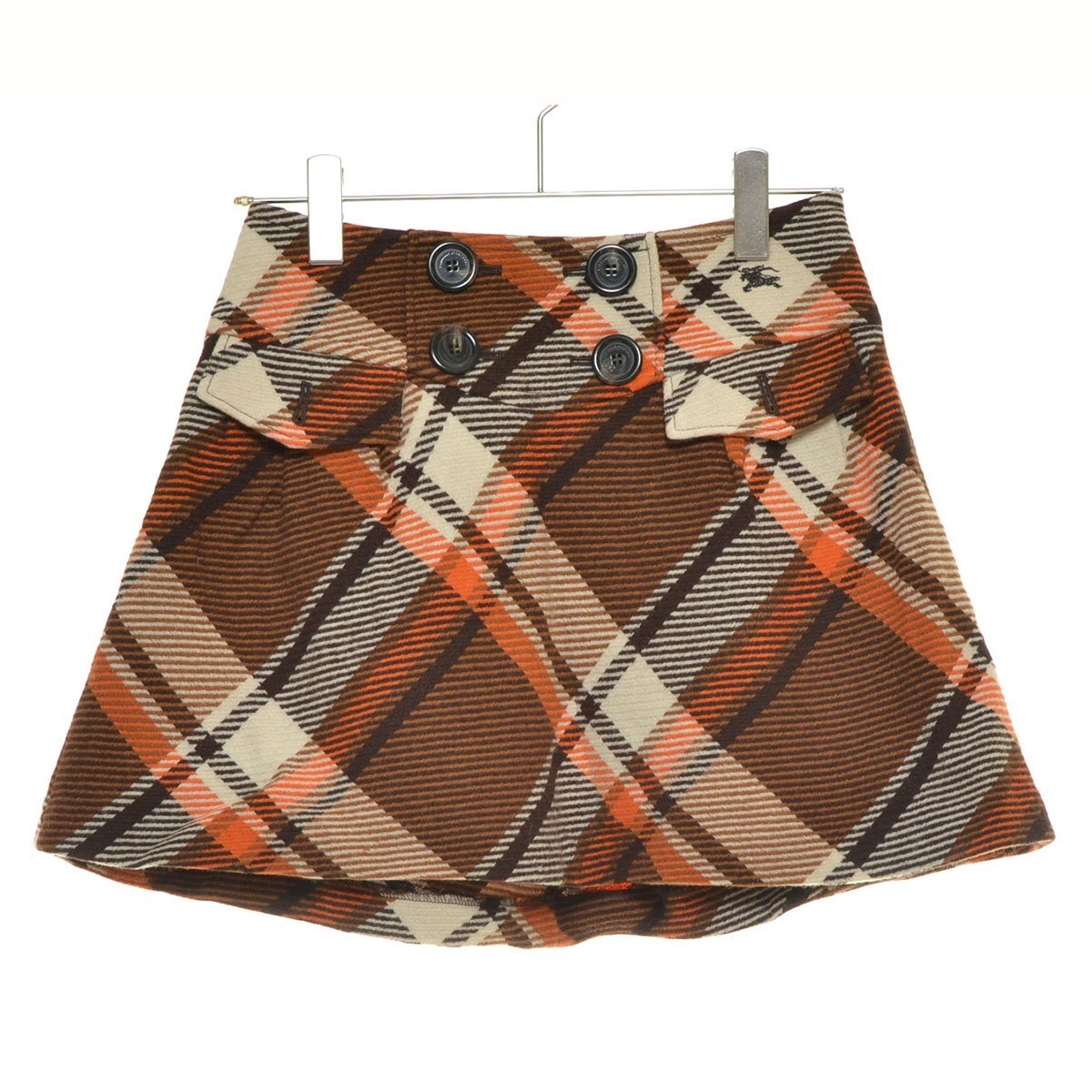 ◇514880 BURBERRY BLUE LABEL バーバリーブルーレーベル 三陽商会 ◇ミニスカート チェックウールツイードスカート サイズ36 レディース拍卖