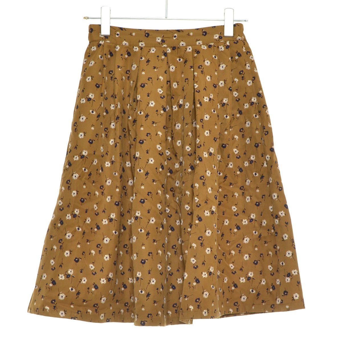 ◇478212 earth music&ecology アースミュージックアンドエコロジー ◇ミディスカート 小花柄フレアSK サイズF レディース ベージュ拍卖