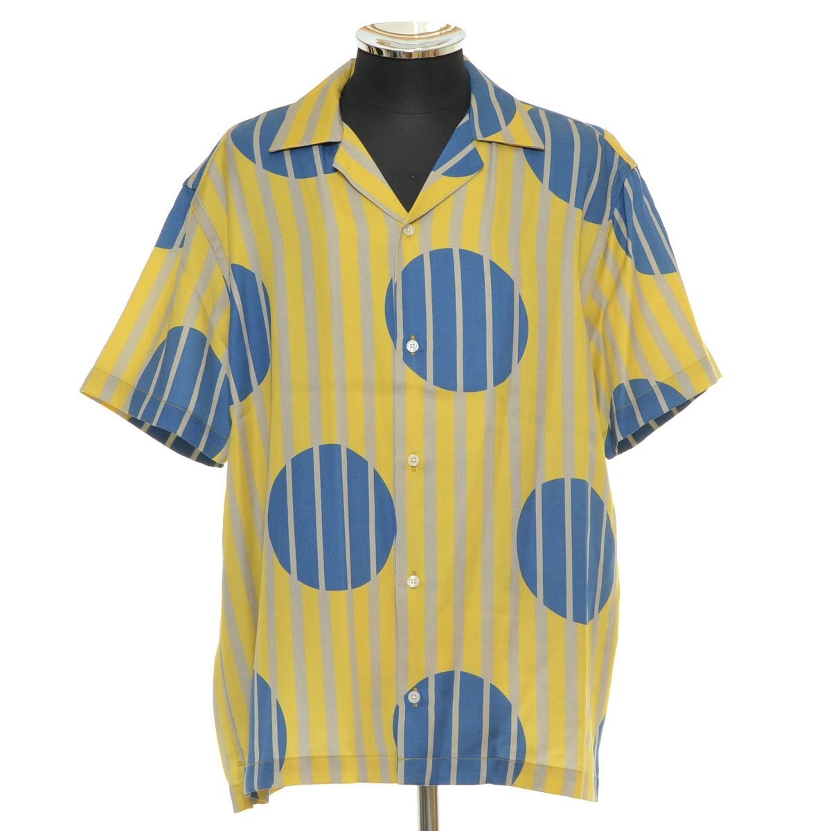 ◆569206 SATURDAYS NYC サタデーズ ニューヨーク ◇オープンカラーシャツ 半袖 サイズL メンズ イエロー ネイビー拍卖