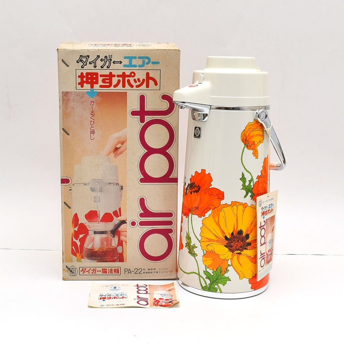 ◎568808 未使用品 TIGER タイガー魔法瓶 エアー 押すポット 2.2リットル ヒナゲシ 花柄 PA-22 箱入 長期保管品拍卖