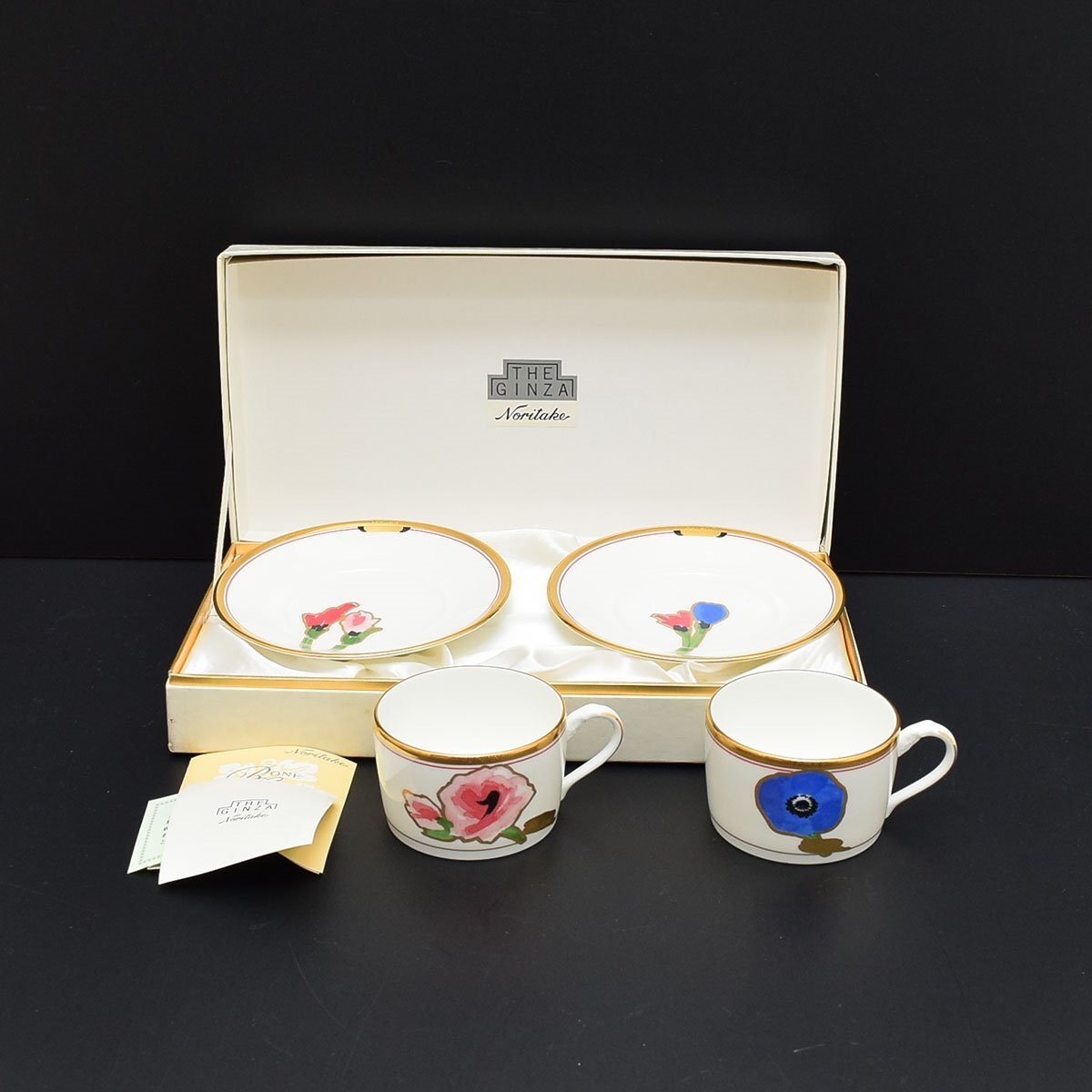 ◎567834 未使用品 Noritake ノリタケ THE GINZA 碗皿ペアーセット カップ&ソーサー 2客 箱入 JAPAN Brilliant four Seasons拍卖