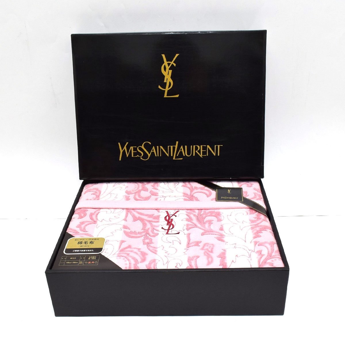 ◎568892 未使用品 YVES SAINT LAURENT イヴサンローラン 綿毛布 140×200cm 柔らか肌触り 保管品 熟睡 睡眠 優雅 オールシーズン拍卖