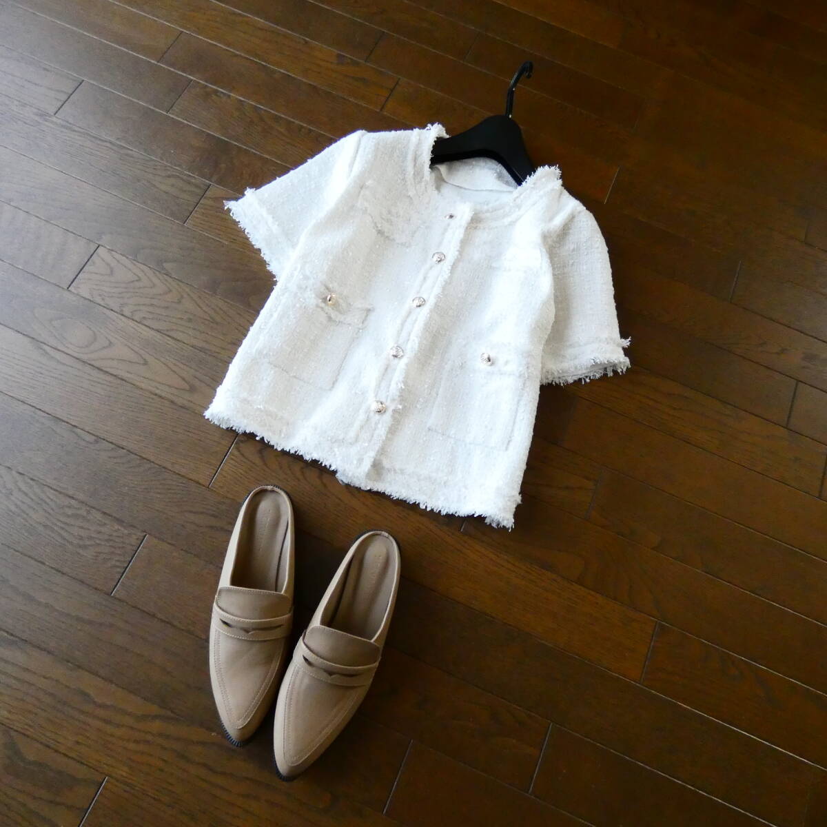 mehole 白 ホワイトツイード ジャケット F拍卖