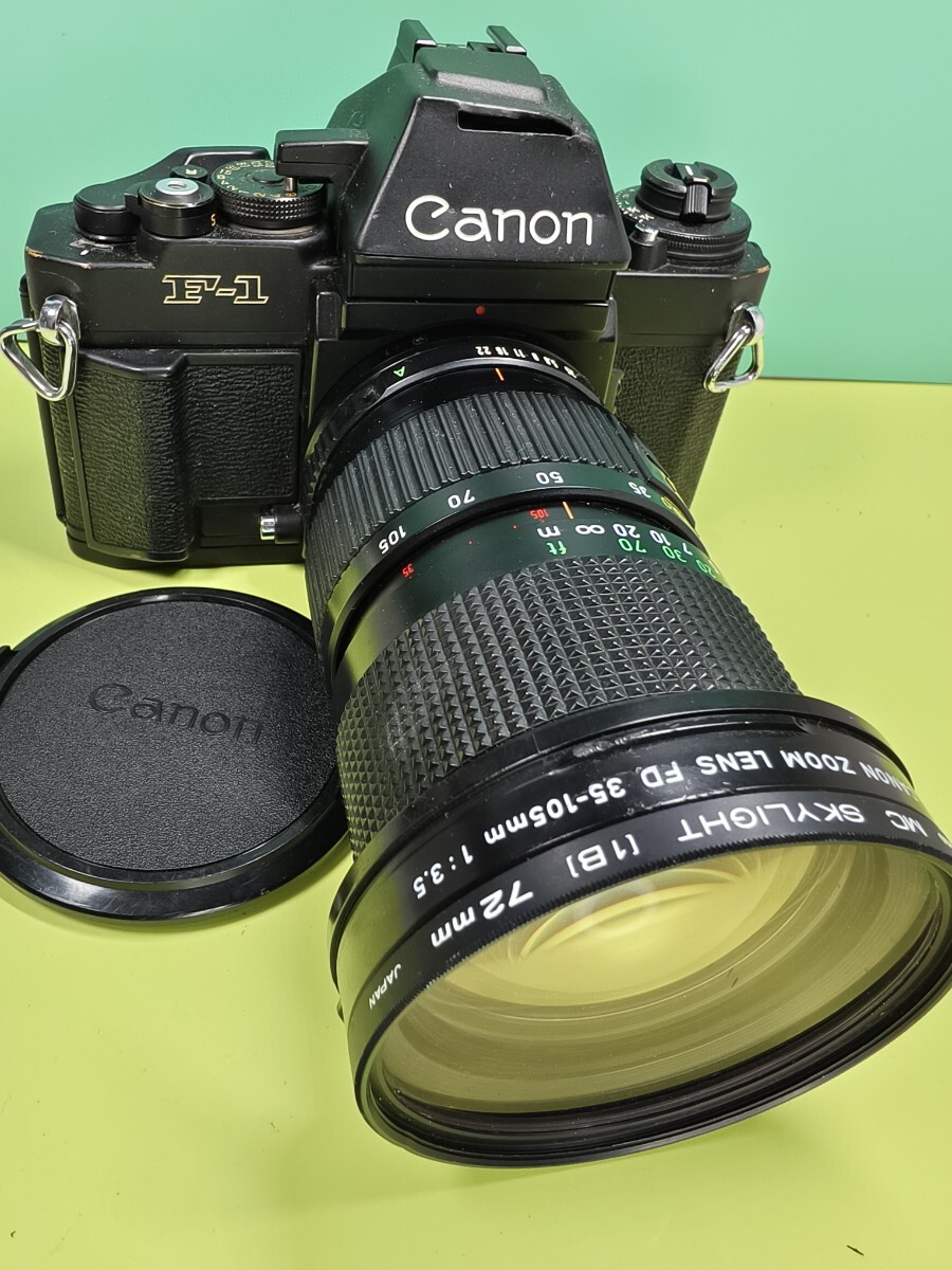 【委託品】 Canon F-1 フィルムカメラ FD 35-105mm レンズ付き キャノン 一眼レフ 1円スタート売り切りジャンク品 レトロビンテージ拍卖