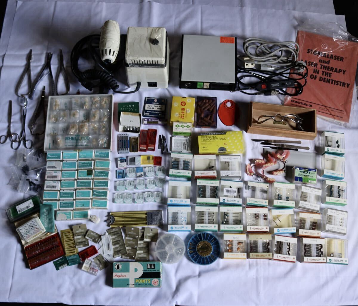 歯科技工士使用品器具 まとめて」歯科技工 医療機器 歯医者 道具 プライヤー ピンセット ダイヤ 研磨 型 模型 など大量拍卖