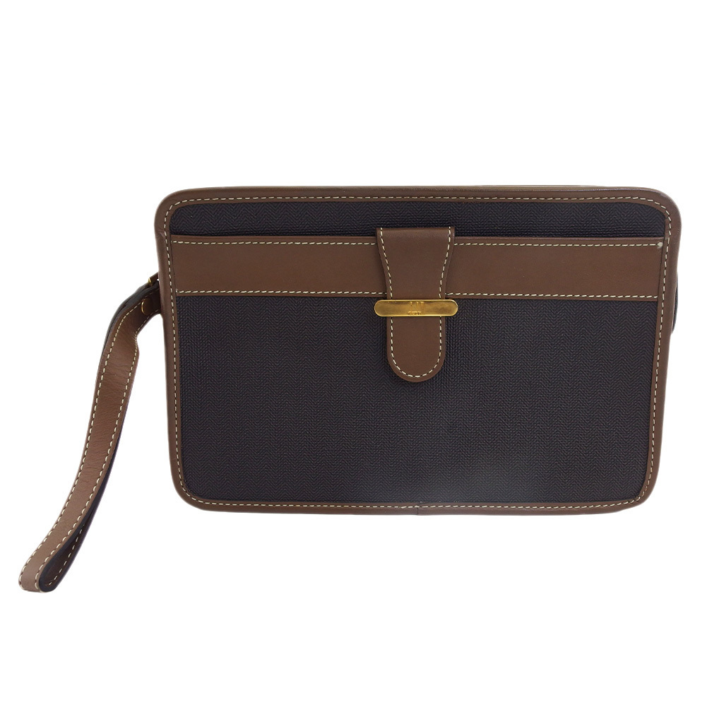 【10%OFFクーポン】ダンヒル Dunhill クラッチバッグ ヘリンボーン グレー 灰色 ブラウン レディース 中古拍卖