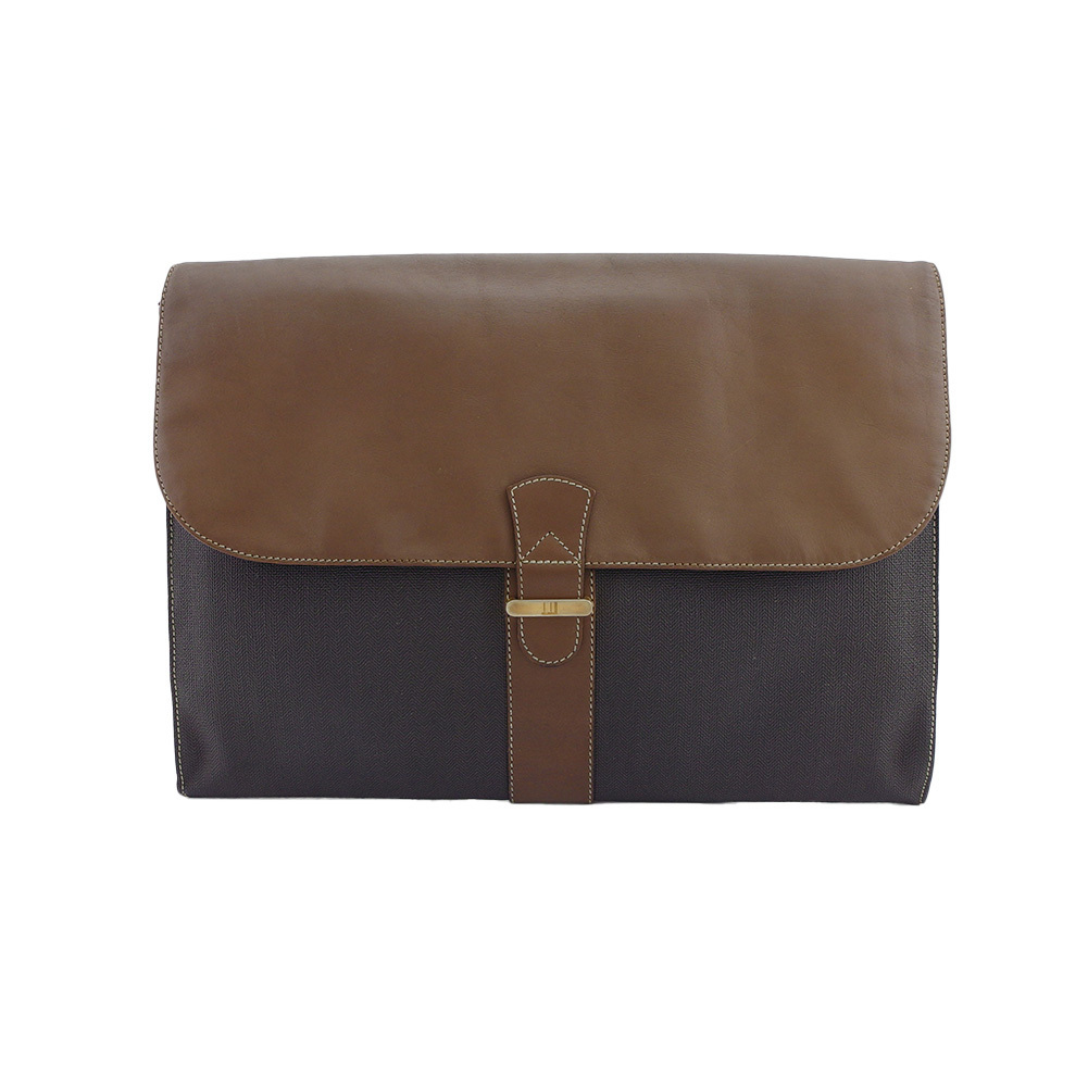 【10%OFFクーポン】ダンヒル Dunhill ビジネスバッグ ヘリンボーン グレー 灰色 ブラウン レディース 中古拍卖