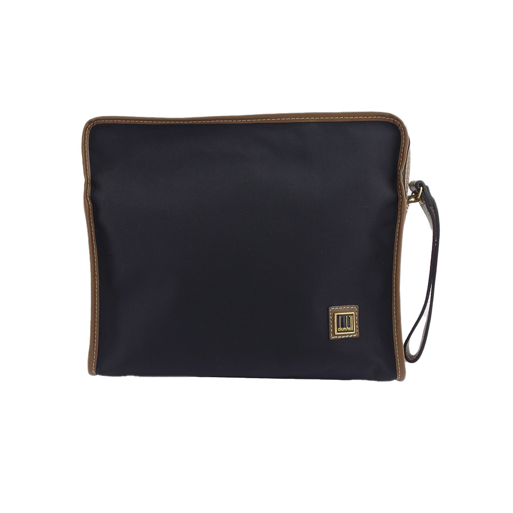 【10%OFFクーポン】ダンヒル Dunhill クラッチバッグ ロゴプレート ブラック ブラウン レディース 中古拍卖