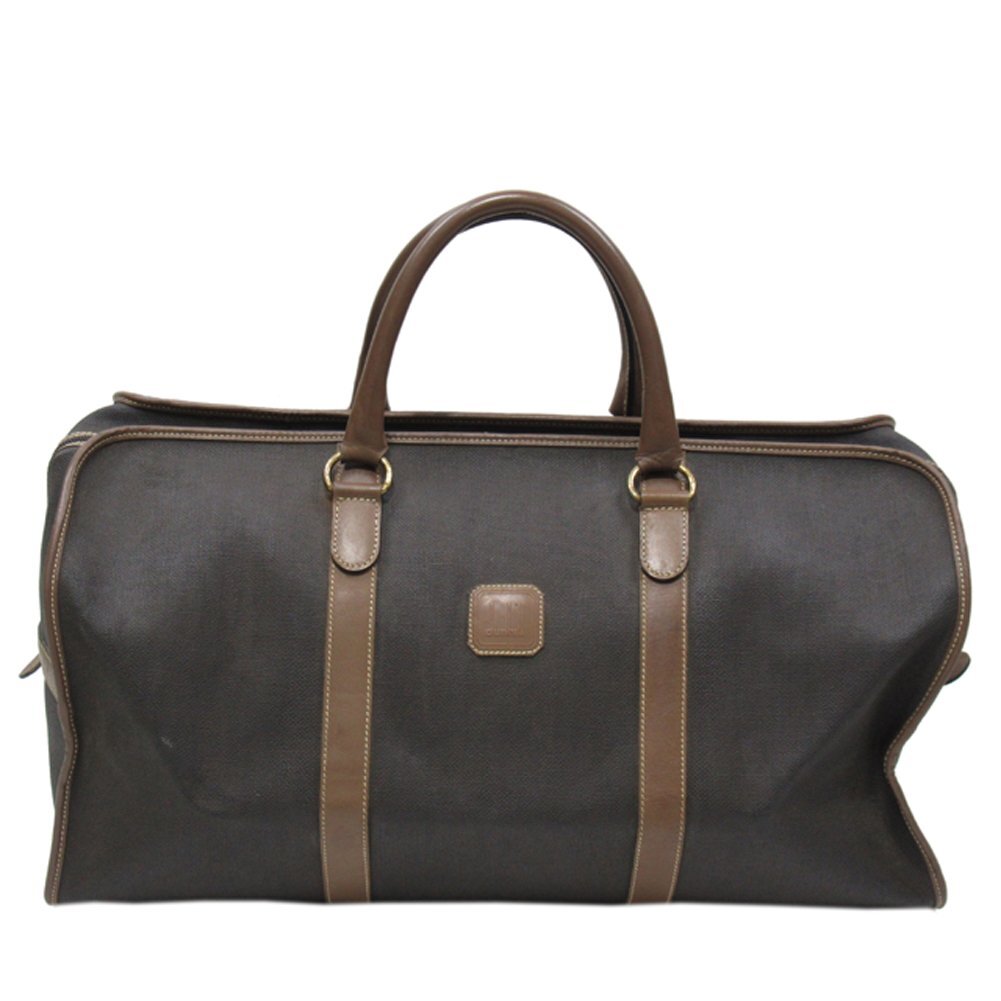 【10%OFFクーポン】ダンヒル Dunhill ボストンバッグ ヘリンボーン グレー 灰色 ブラウン レディース 中古拍卖