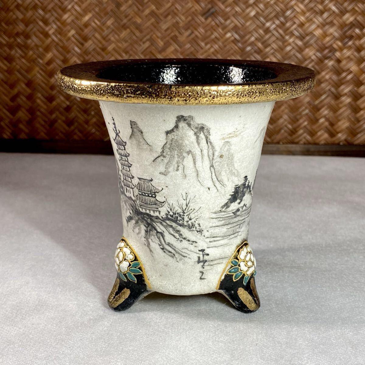 蘭鉢 山水図 富貴蘭 植木鉢 山野草 錦鉢 盆栽鉢 万年青 万年青鉢 長生蘭 春蘭 鉢 陶磁器 日本美術 未使用品 楽焼絵鉢拍卖