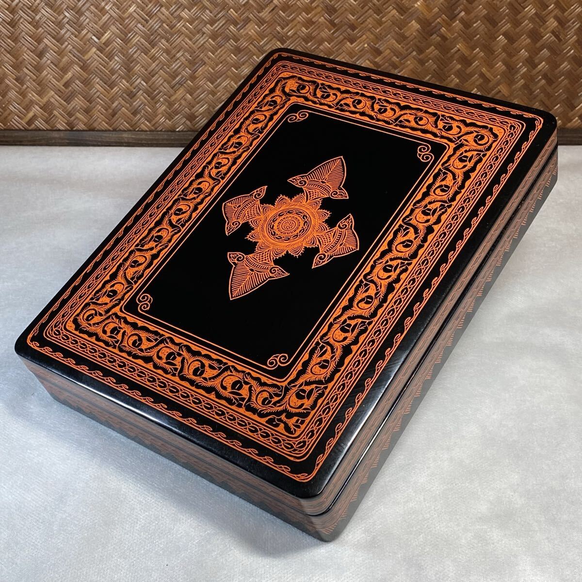 蒟醤 木製 文箱 硯箱 木箱 漆器 漆箱 硯 インテリア キンマ 小物入れ 宝石箱 讃岐漆器 すずり 文庫拍卖