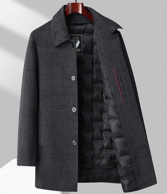 ステンカラーコート メンズ★新品 ダウンコート ダウンライナー ウールコート ビジネスコート アウター【9915】ダークグレー L拍卖