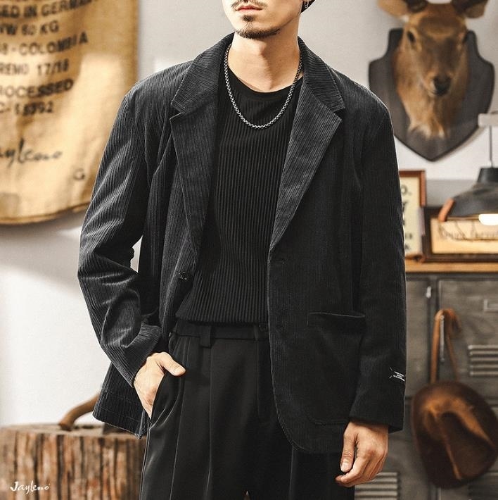 テーラードジャケット コーデュロイ メンズ★新品 スーツジャケット カジュアルジャケット ブレザー 春服秋服【1637】ダークグレー M拍卖