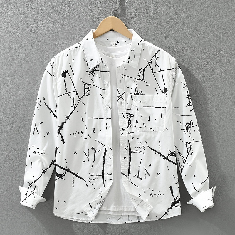 長袖シャツ シャツ 春秋シャツ 新品・メンズ シャツジャケット 開襟シャツ コットンシャツ トップス【SS7670】白 2XL拍卖