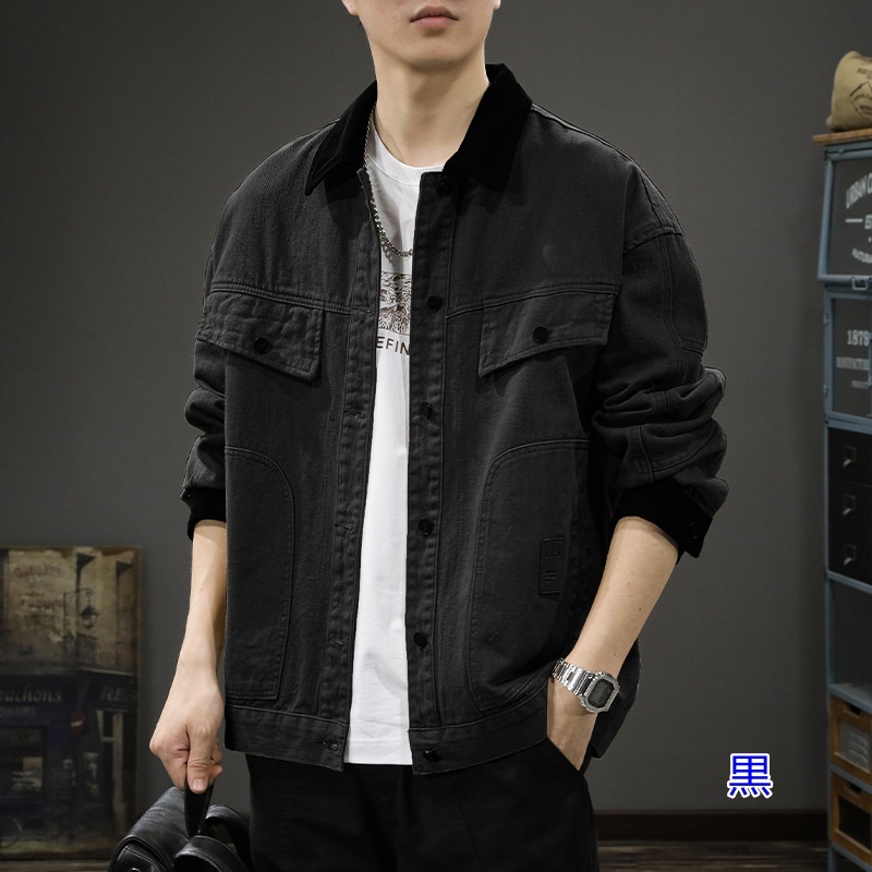 デニムジャケット 新品★メンズ ジージャン Gジャン コーデュロイ襟 ジャケット ジャンパー ブルゾン【011710】黒 4XL拍卖