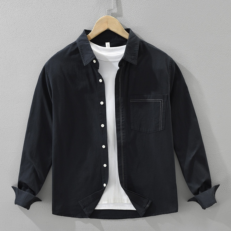 長袖シャツ シャツ シャツジャケット 新品★メンズ トップス ワークシャツ カーゴシャツ 開襟春服秋服【SS7686】紺色<黒に近い>M拍卖