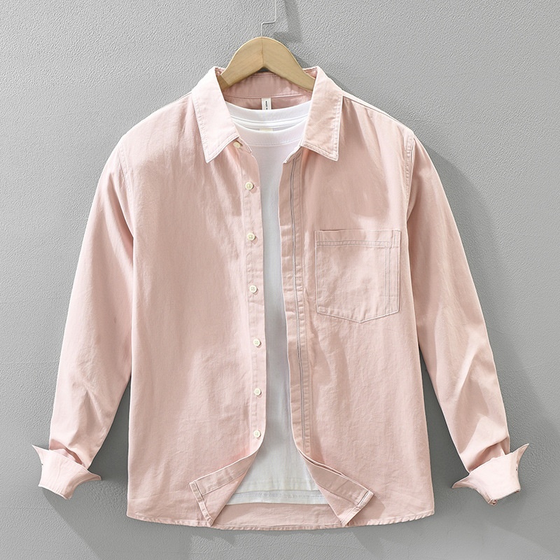 長袖シャツ シャツ シャツジャケット 新品★メンズ トップス ワークシャツ カーゴシャツ 開襟春服秋服【SS7686】ピンク L拍卖