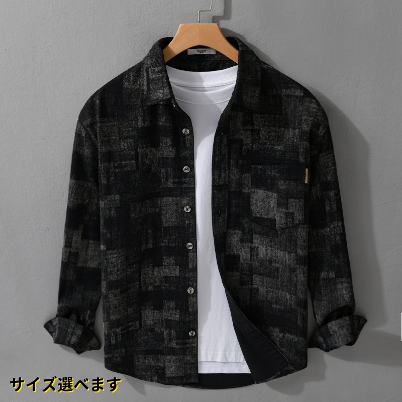 長袖シャツ トップス シャツ 春秋冬服 メンズ*新品 カジュアルシャツ ウエスタン シャツジャケット【6151】黒 2XL拍卖