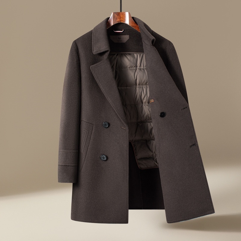 チェスターコート ダウンコート ウールコート メンズ★新品 ダウンライナー ビジネスコート ロングコート アウター【8876】珈琲色 M拍卖