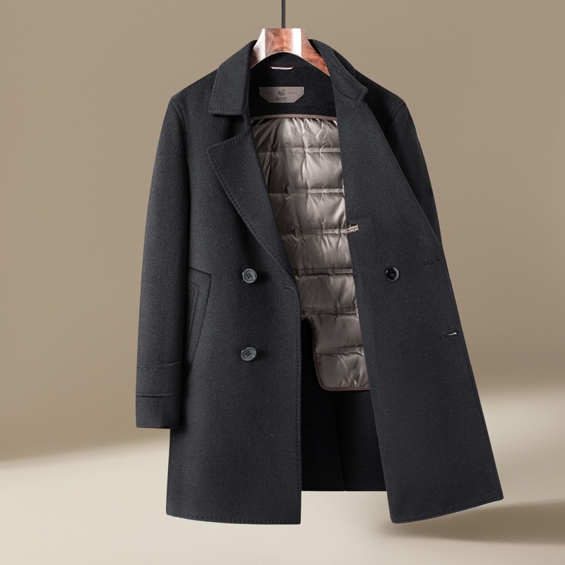 チェスターコート ダウンコート ウールコート メンズ★新品 ダウンライナー ビジネスコート ロングコート アウター【8876】黒色 L拍卖