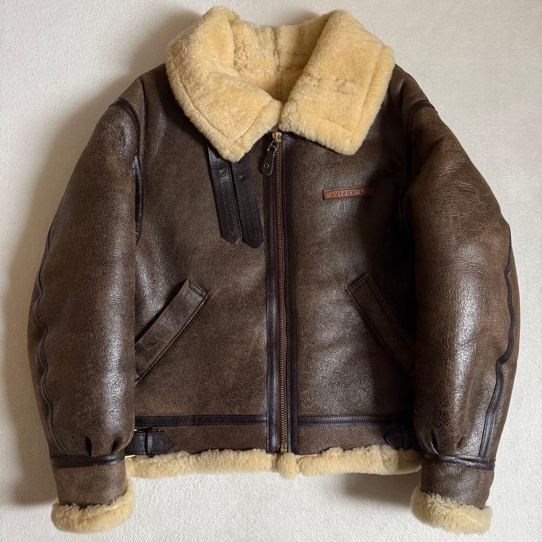 AVIREX B-3 フライトジャケット シープスキン ブラウン 40拍卖