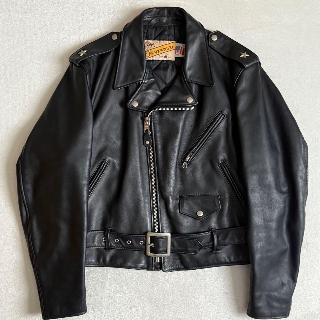 Schott 613 ダブルライダースジャケット 本革 牛タグ ワンスター 44拍卖