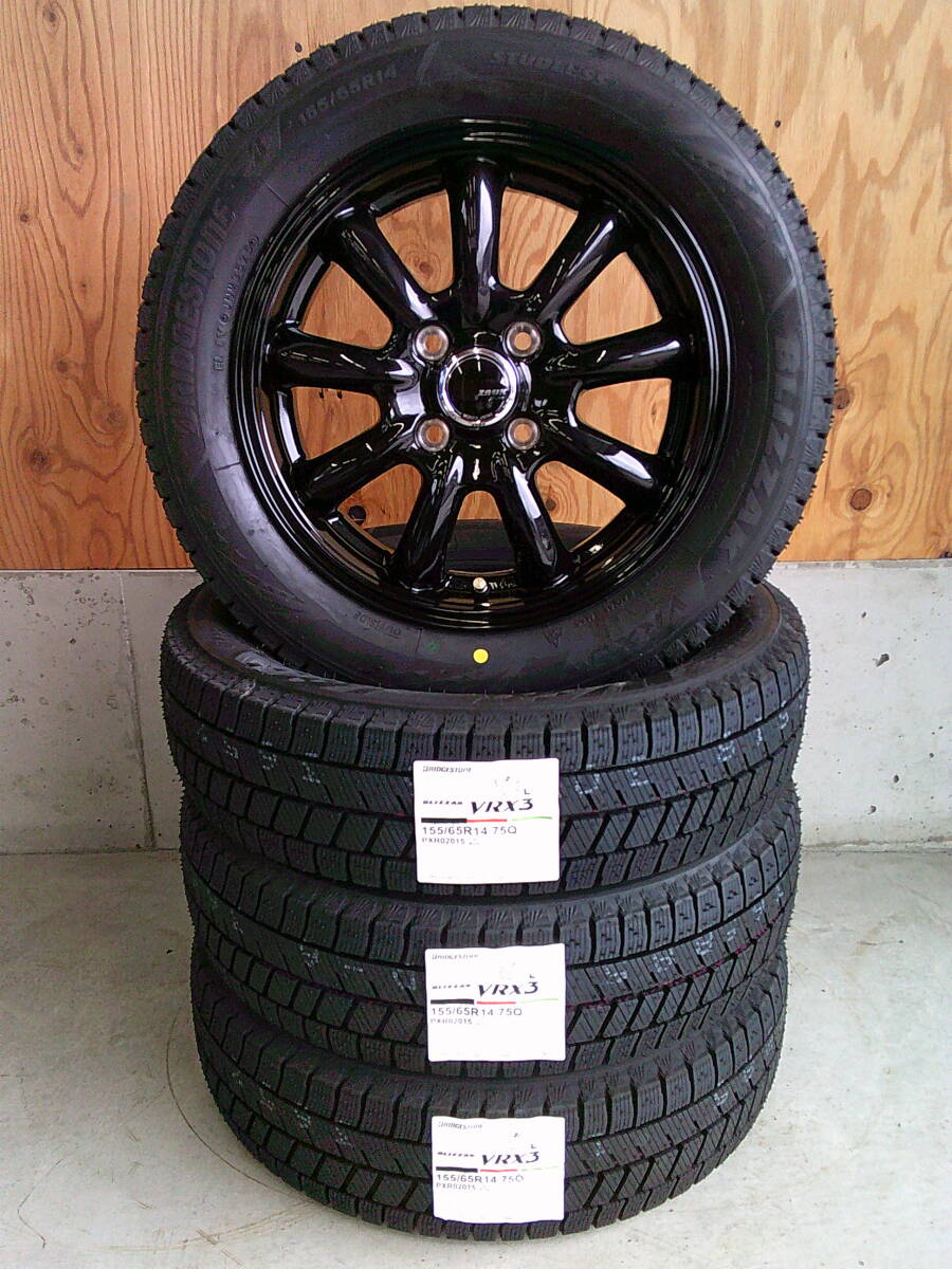 ブリヂストン☆VRX3☆155/65R14☆新品スタッドレスセット☆ムーヴ・ミラ・アルト・ワゴンR・スペーシア・N-BOX・軽自動車拍卖