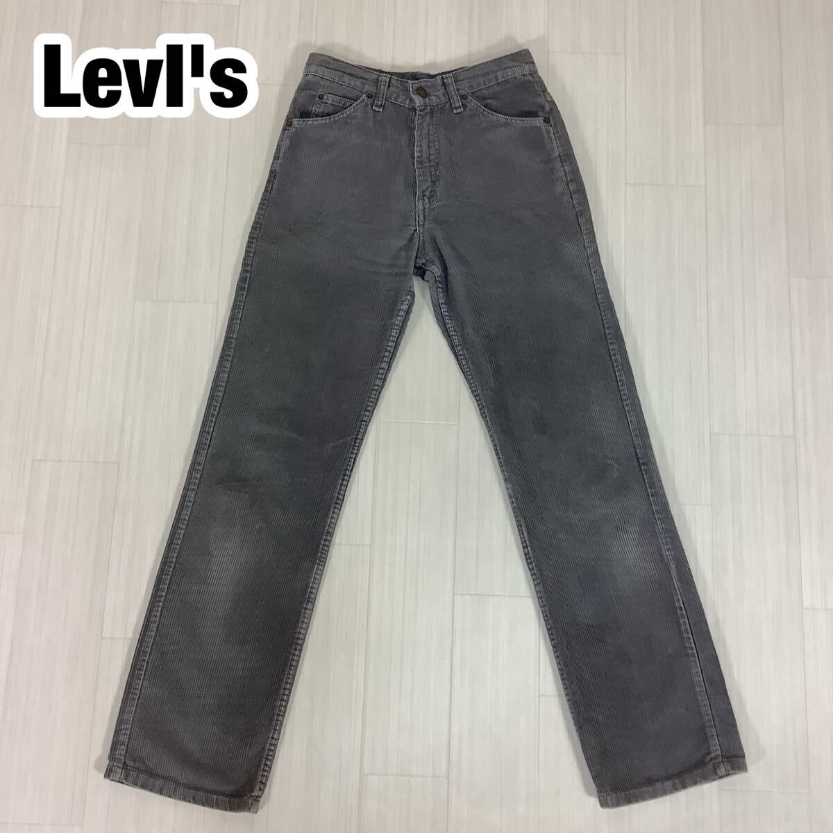 Levi LevI's 515-88 リーバイス コーデュロイパンツ W27 グレー ストレート 革パッチ拍卖