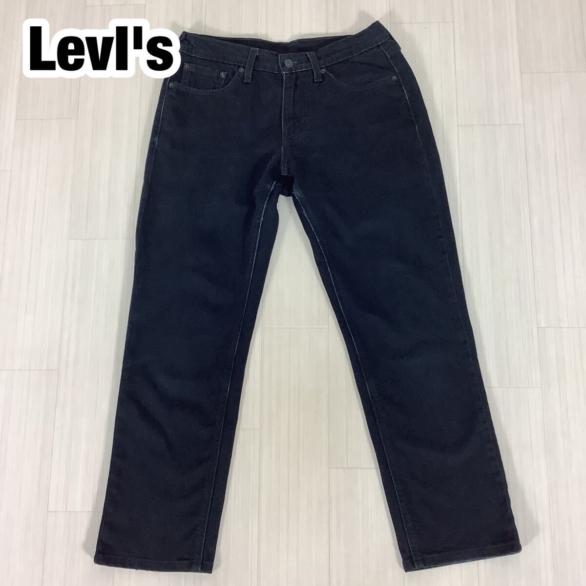 LEVI LevI's リーバイス ブラックデニム デニムパンツ ジーパン ストレート W28 L32 ブラック 黒 紙パッチ 弱ストレッチ拍卖