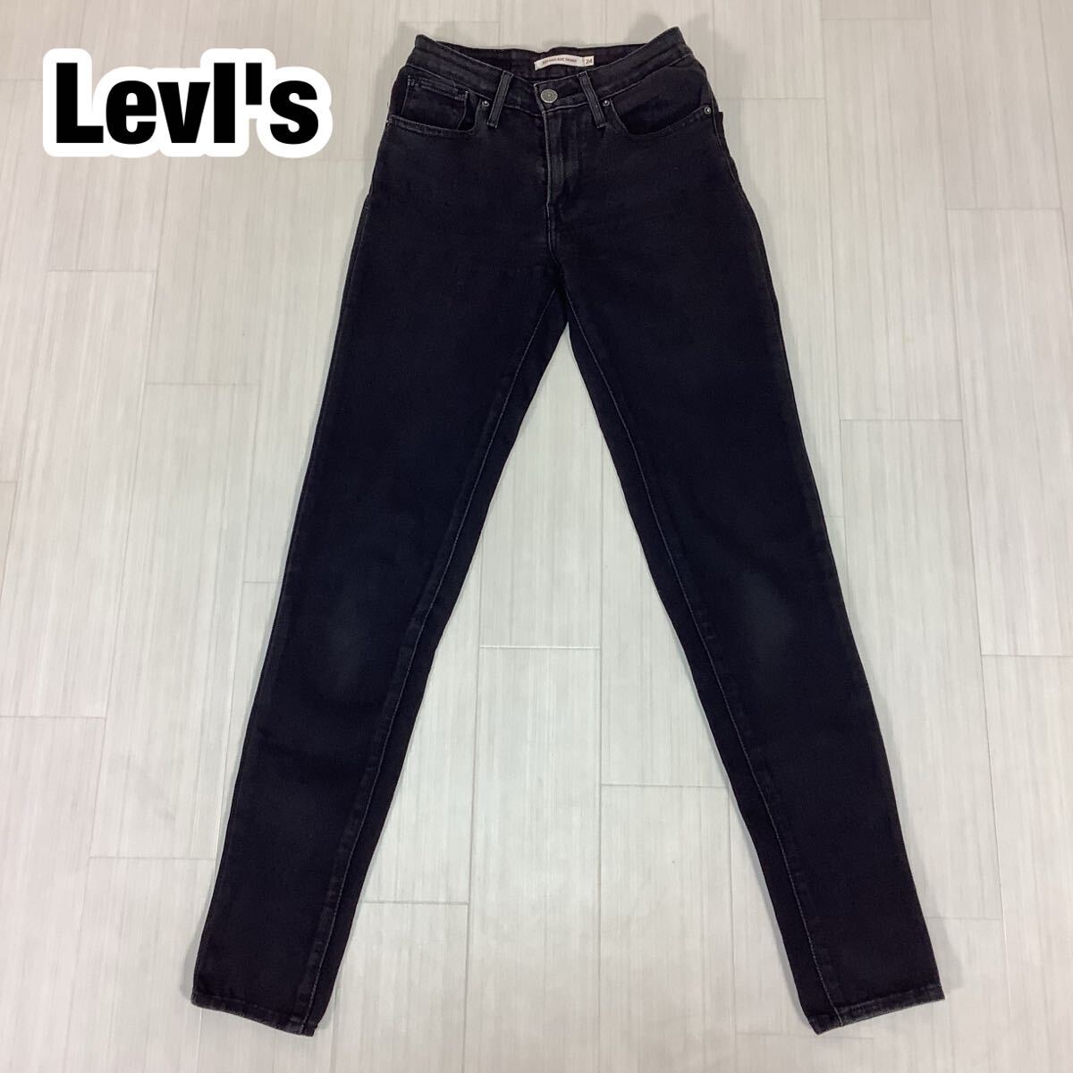 Levi LevI's 721 HIGH RISE SKINNY リーバイス ハイライズ スキニー ブラックデニム デニムパンツ サイズ24 ブラック 紙パッチ ストレッチ拍卖