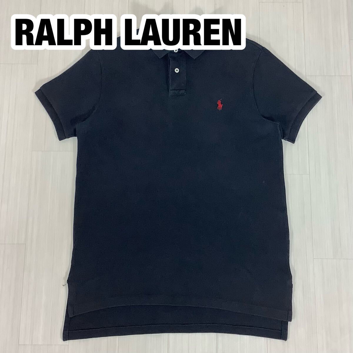 POLO BY RALPH LAUREN ポロバイラルフローレン 半袖ポロシャツ M ブラック 黒 刺繍ロゴ レッドポニー ロングテール 鹿の子 インパクト21拍卖
