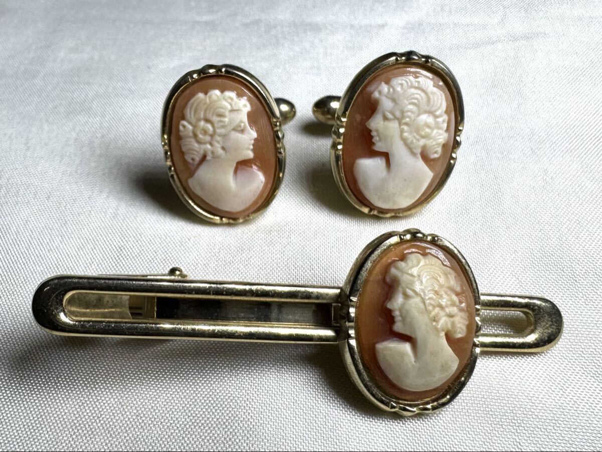 ネクタイピン カフス セット シェルカメオ拍卖